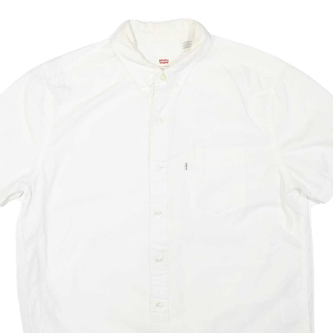 LEVI'S Mens White Button-Down Short Sleeve Shirt M Casual Cotton Blend