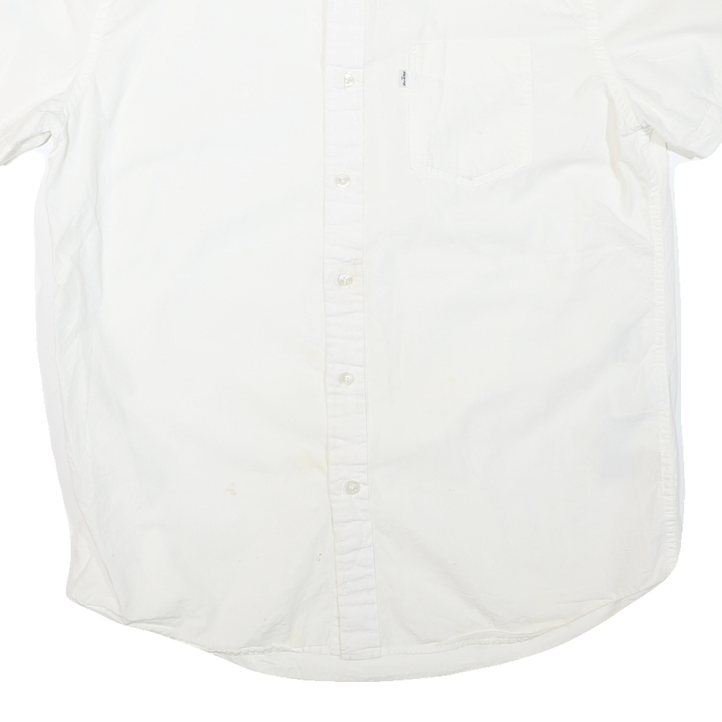 LEVI'S Mens White Button-Down Short Sleeve Shirt M Casual Cotton Blend