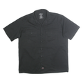DICKIES Mens Black Cotton Blend Workwear Shirt L Button Front Pocket Casual