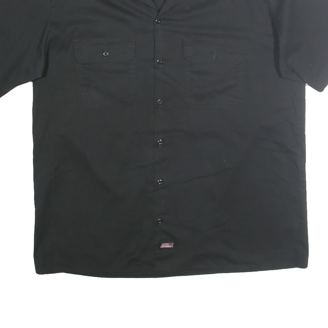 DICKIES Mens Black Cotton Blend Workwear Shirt L Button Front Pocket Casual