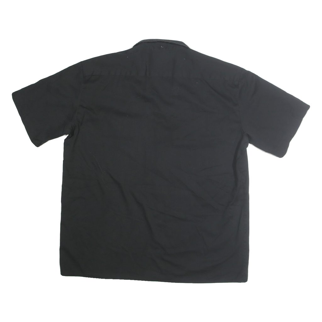 DICKIES Mens Black Cotton Blend Workwear Shirt L Button Front Pocket Casual
