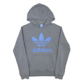 ADIDAS Mens Grey Blue Hoodie S Cotton Blend Casual Pullover Hooded Sweatshirt