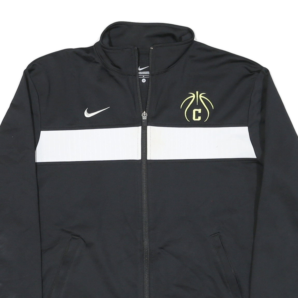 NIKE Mens Black & White Basketball Zip Jacket M Polyester Blend Sportswear