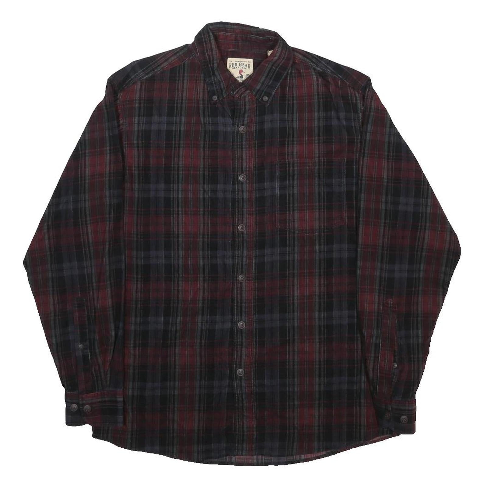 RED HEAD Mens Red & Black Checked Cotton Blend Shirt M Long Sleeve Button Collar
