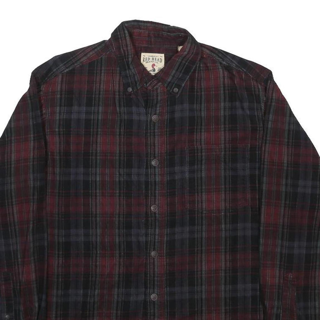 RED HEAD Mens Red & Black Checked Cotton Blend Shirt M Long Sleeve Button Collar