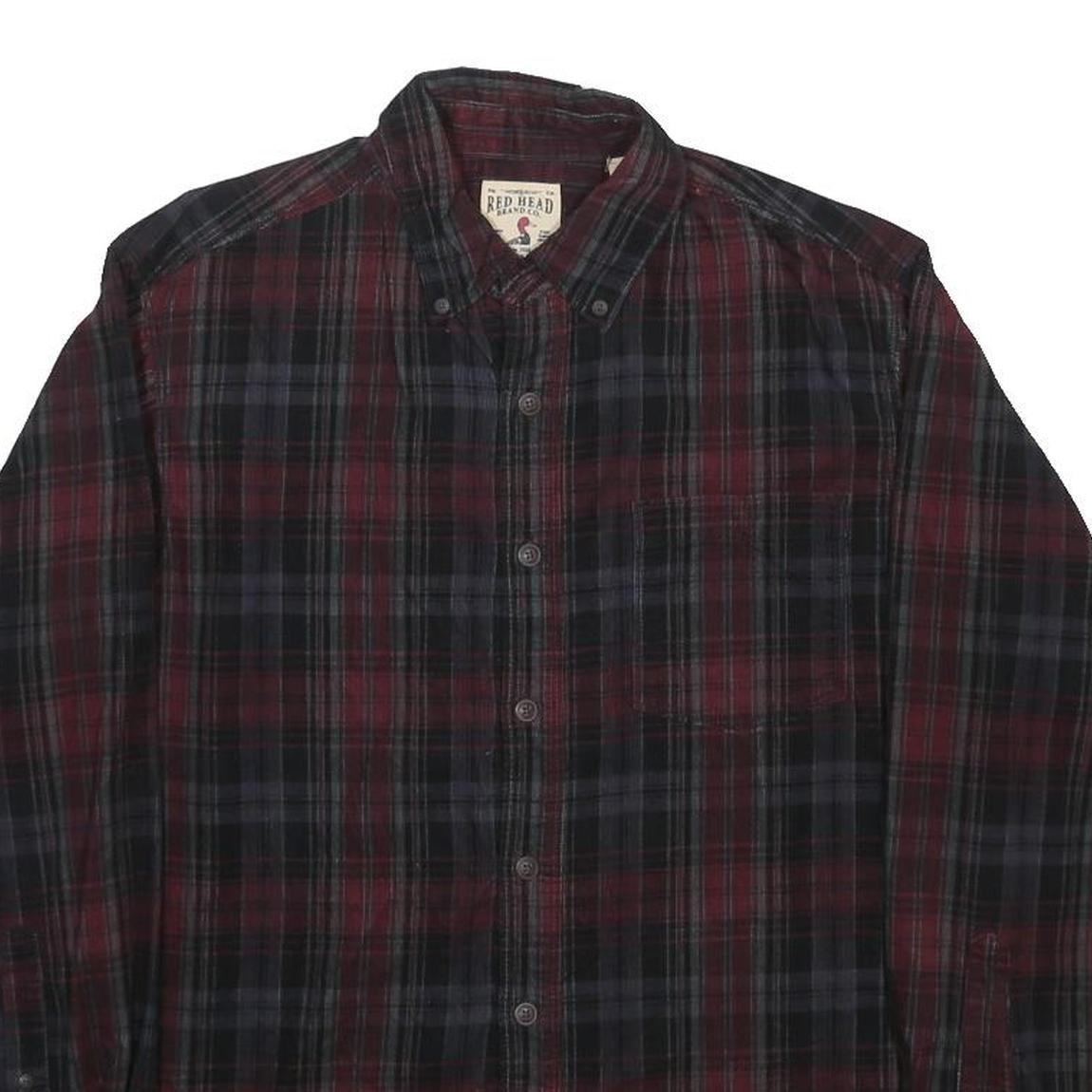 RED HEAD Mens Red & Black Checked Cotton Blend Shirt M Long Sleeve Button Collar