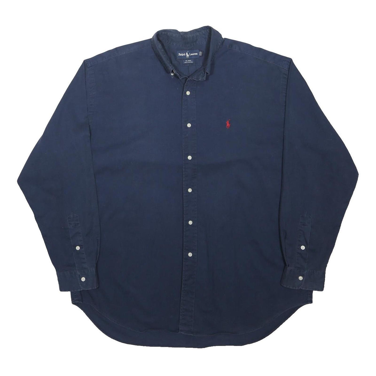 RALPH LAUREN Mens Navy Blue Shirt XL Cotton Blend Classic Fit Button-Down Collar