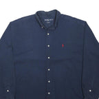 RALPH LAUREN Mens Navy Blue Shirt XL Cotton Blend Classic Fit Button-Down Collar
