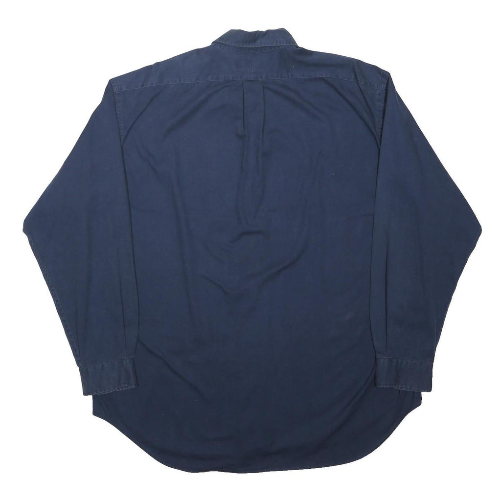 RALPH LAUREN Mens Navy Blue Shirt XL Cotton Blend Classic Fit Button-Down Collar