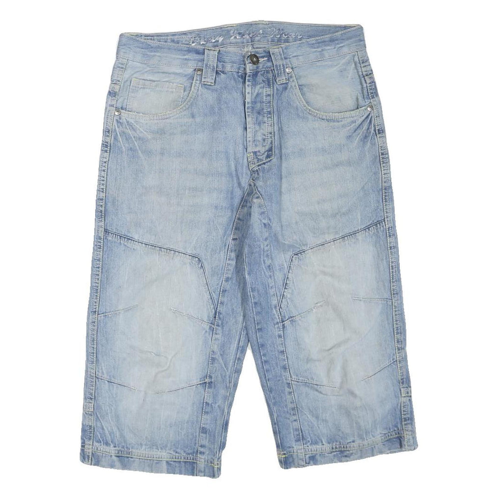 Womens Light Blue Denim Casual Shorts M W32 Cotton Blend Relaxed Fit