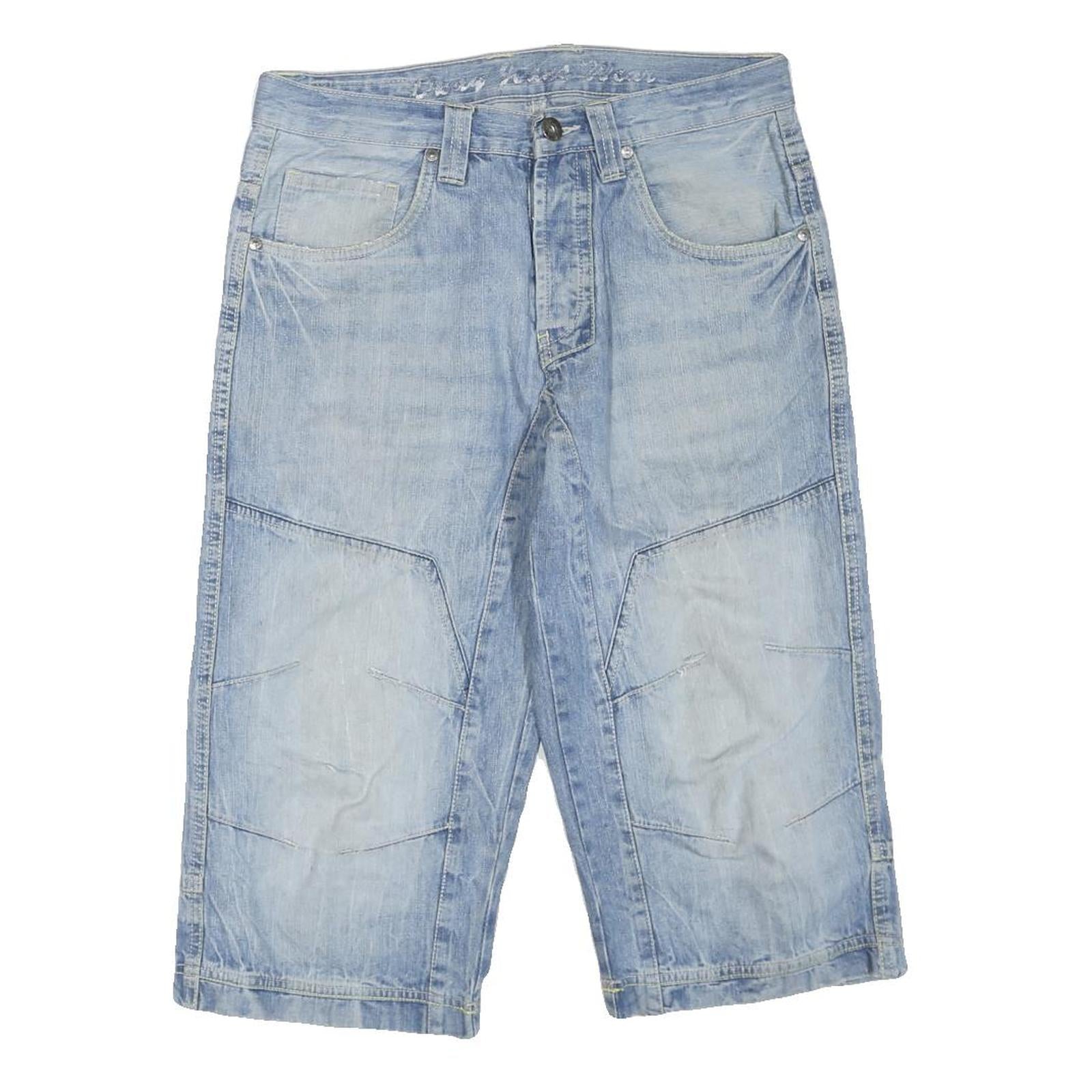 Womens Light Blue Denim Casual Shorts M W32 Cotton Blend Relaxed Fit