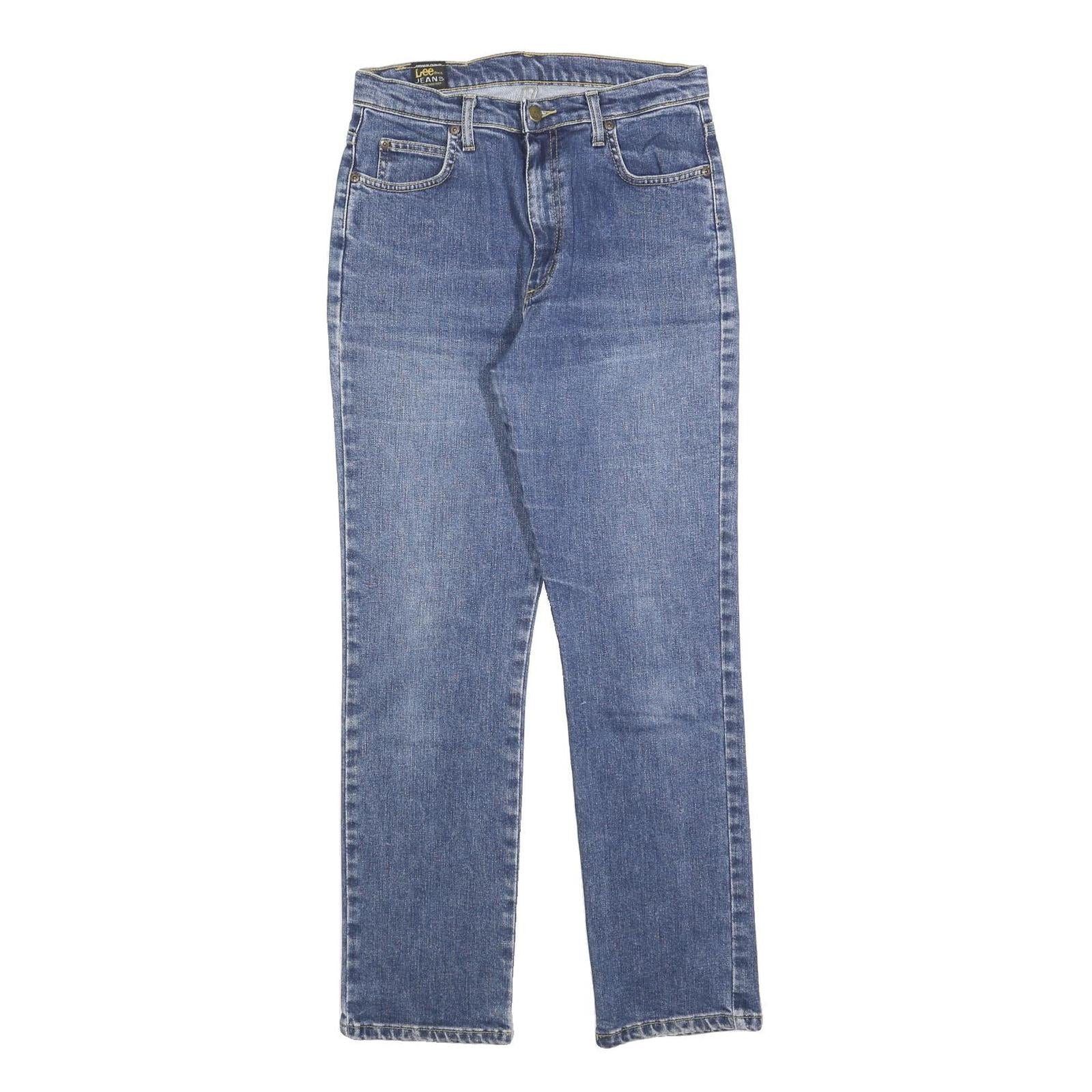 LEE Womens Blue Regular Fit Straight Denim Jeans W28 L29 Classic Cotton Blend
