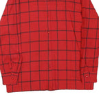 Womens Red & Black Checked Shirt M Cotton Blend Long Sleeve Button Closure
