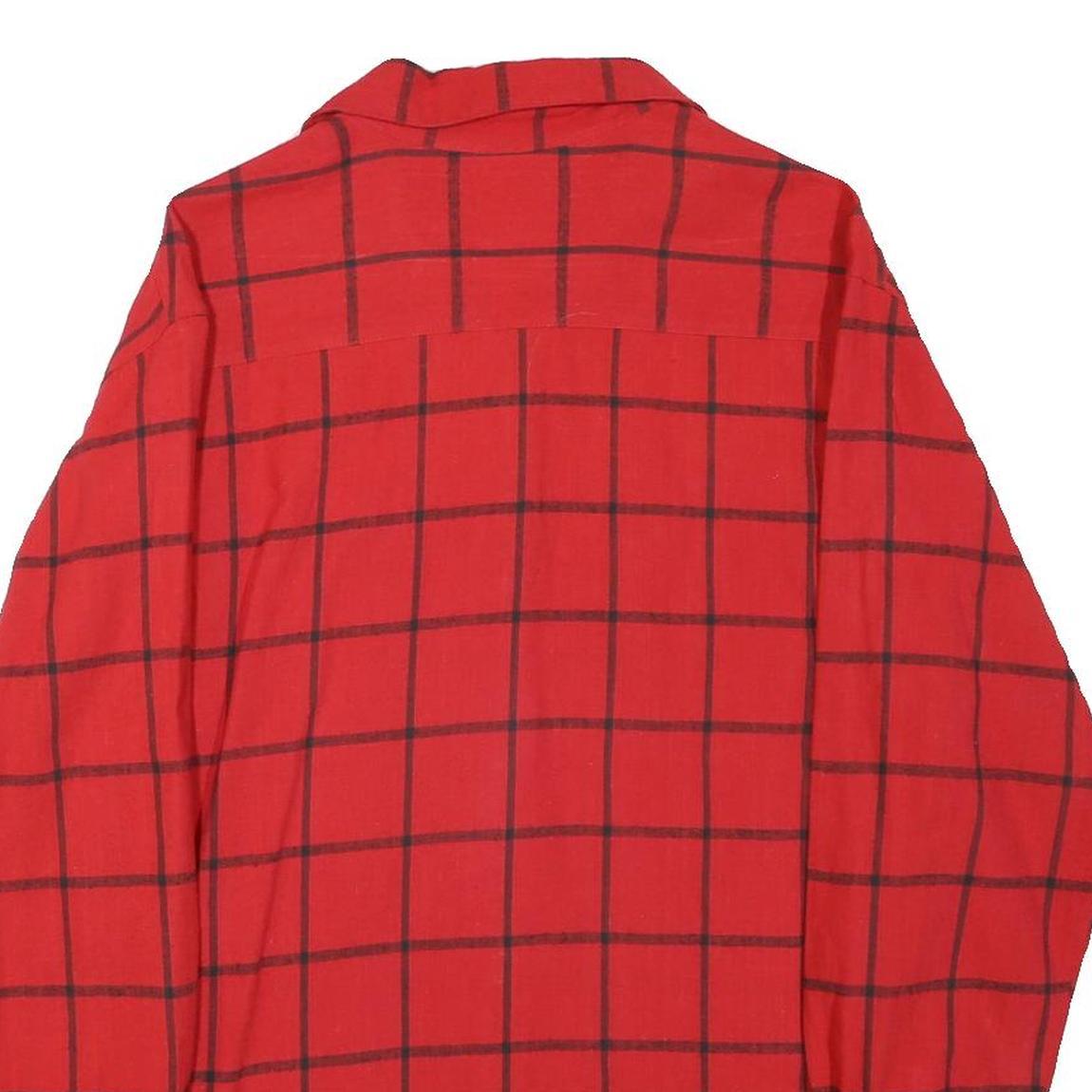 Womens Red & Black Checked Shirt M Cotton Blend Long Sleeve Button Closure