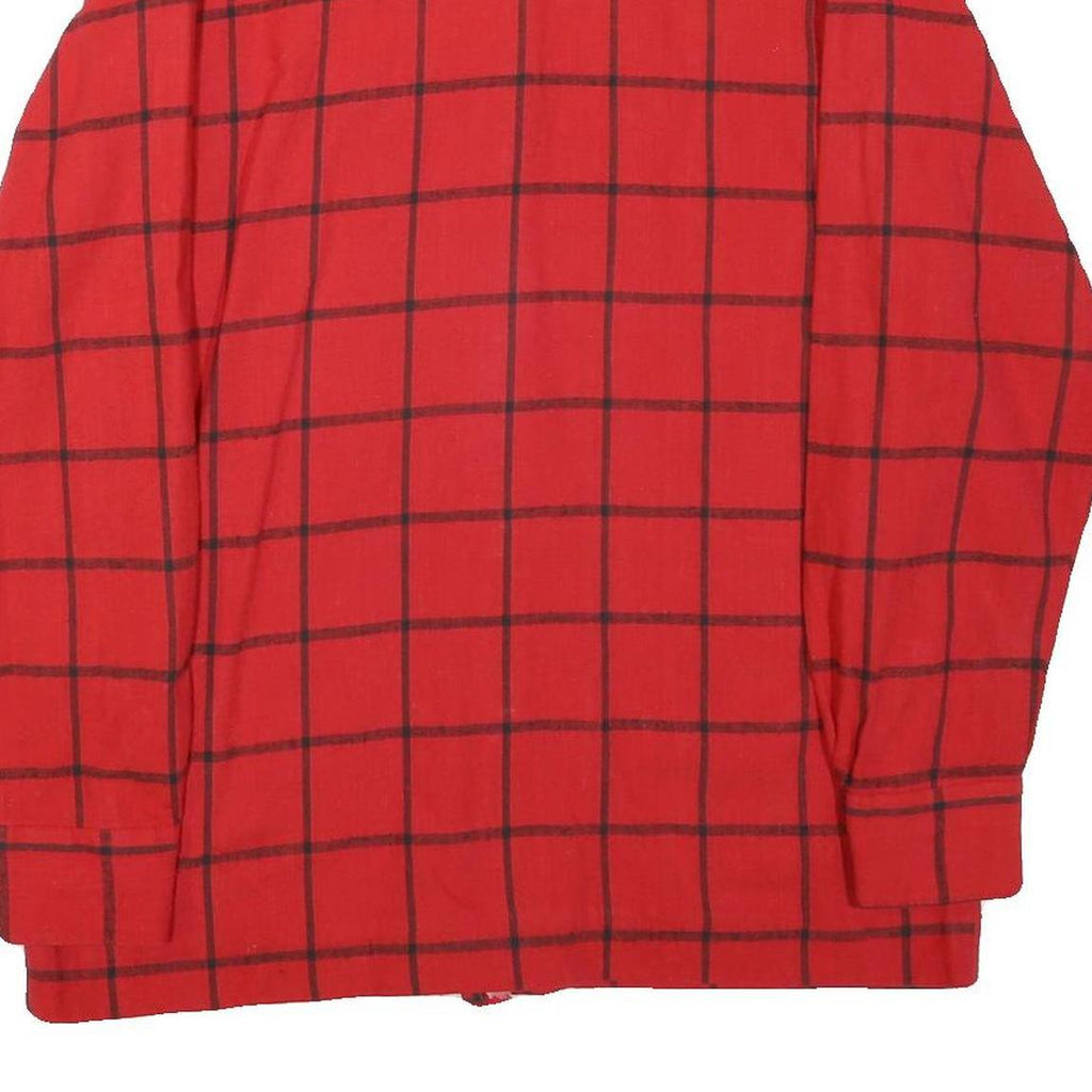Womens Red & Black Checked Shirt M Cotton Blend Long Sleeve Button Closure