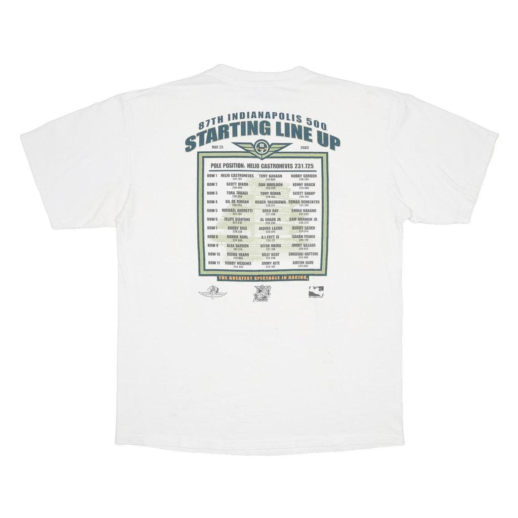 GILDAN Mens White Indianapolis 500 Graphic T-Shirt L Short Sleeve Crew Neck