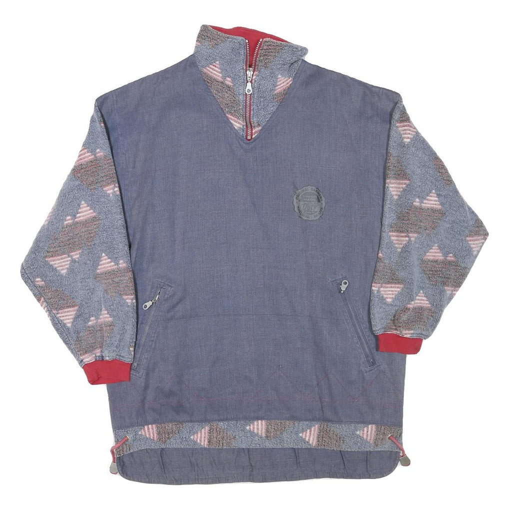 DOUBLE DUTY Mens Blue Pullover M Cotton Blend Quarter Zip Sweatshirt Zipper