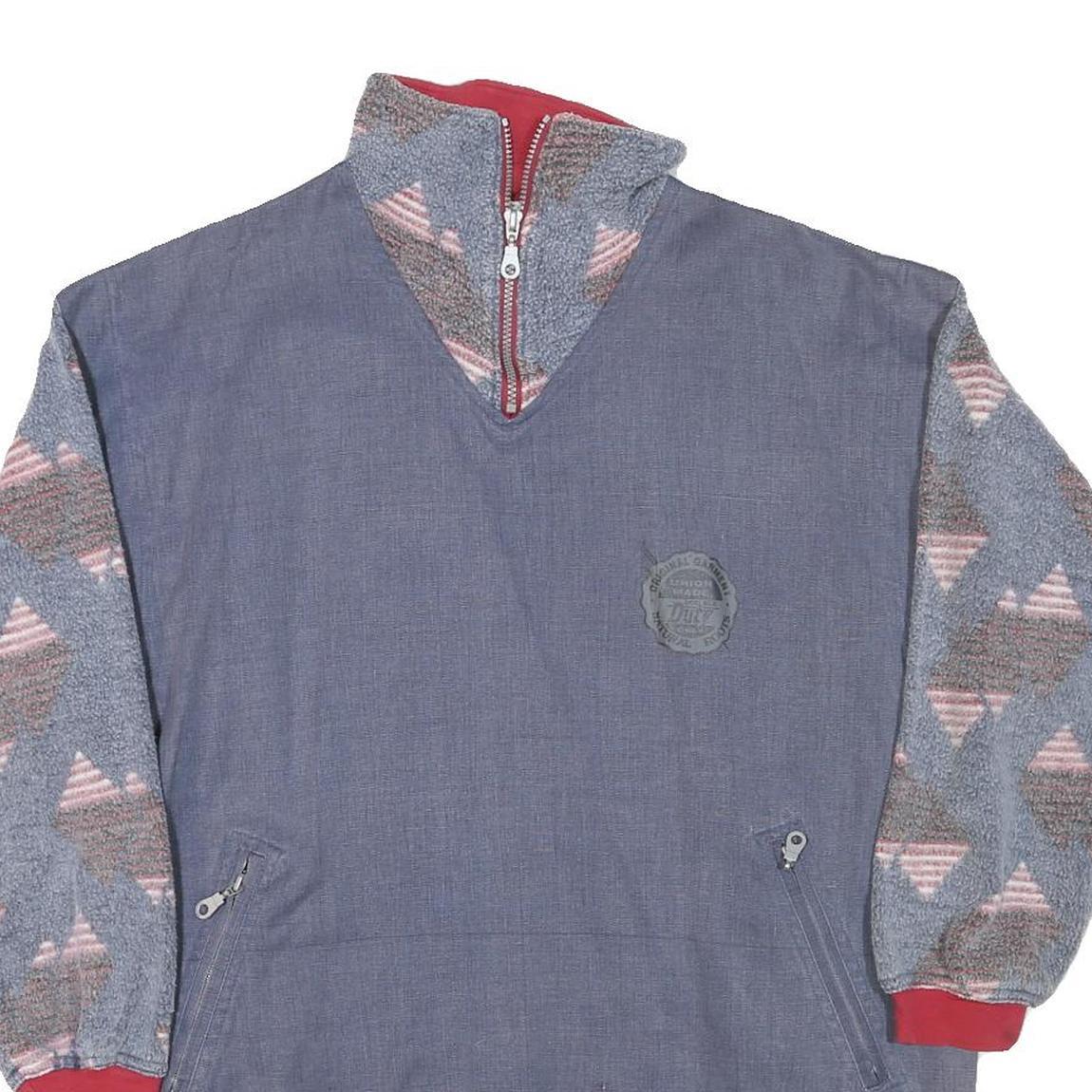 DOUBLE DUTY Mens Blue Pullover M Cotton Blend Quarter Zip Sweatshirt Zipper