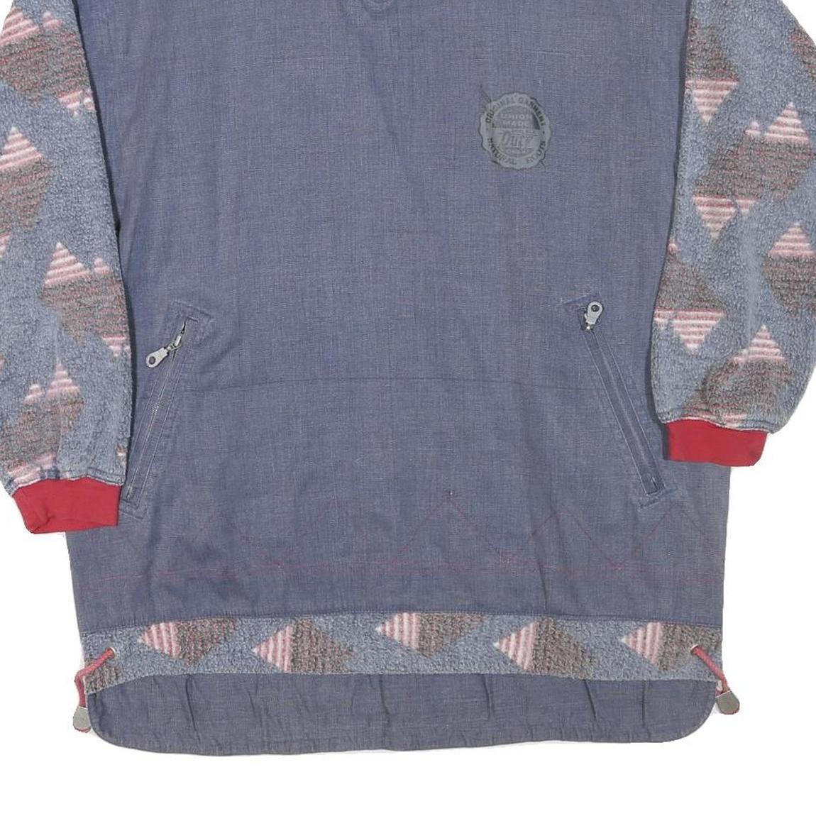 DOUBLE DUTY Mens Blue Pullover M Cotton Blend Quarter Zip Sweatshirt Zipper