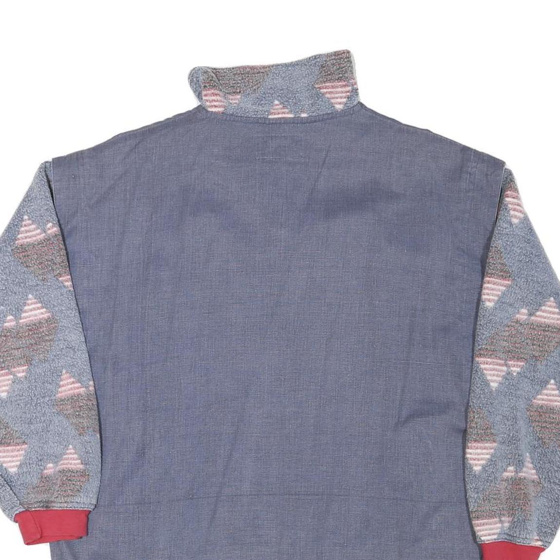 DOUBLE DUTY Mens Blue Pullover M Cotton Blend Quarter Zip Sweatshirt Zipper