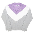 FILA Womens Grey & White & Purple Quarter Zip Sweatshirt XL Cotton Blend Casual