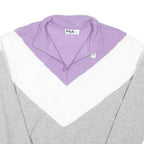 FILA Womens Grey & White & Purple Quarter Zip Sweatshirt XL Cotton Blend Casual