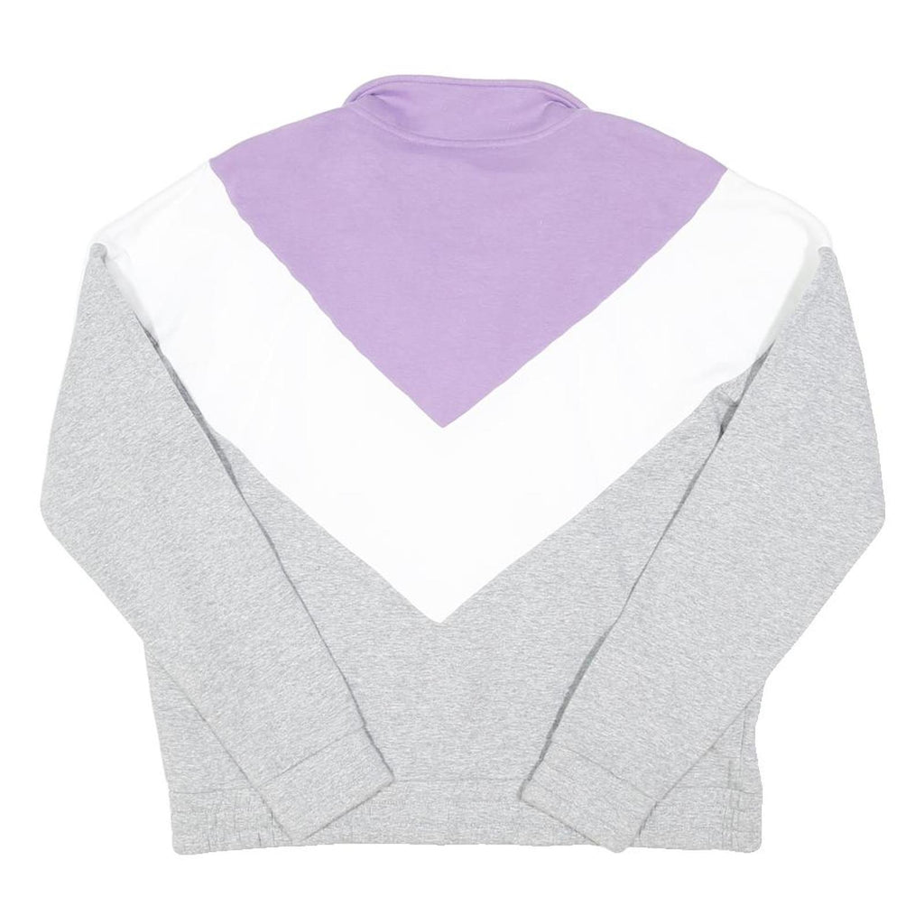 FILA Womens Grey & White & Purple Quarter Zip Sweatshirt XL Cotton Blend Casual