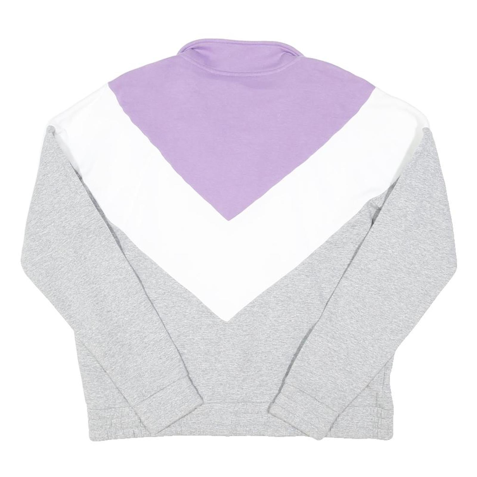 FILA Womens Grey & White & Purple Quarter Zip Sweatshirt XL Cotton Blend Casual