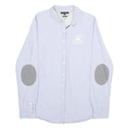 TOMMY HILFIGER Womens Blue Shirt UK 12 Cotton Long Sleeve Button Shirt Grey