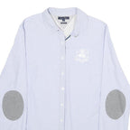 TOMMY HILFIGER Womens Blue Shirt UK 12 Cotton Long Sleeve Button Shirt Grey