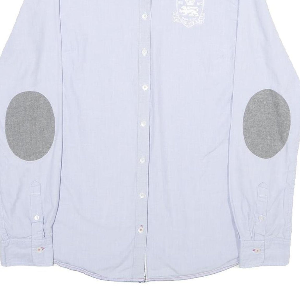 TOMMY HILFIGER Womens Blue Shirt UK 12 Cotton Long Sleeve Button Shirt Grey