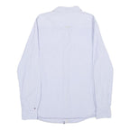 TOMMY HILFIGER Womens Blue Shirt UK 12 Cotton Long Sleeve Button Shirt Grey