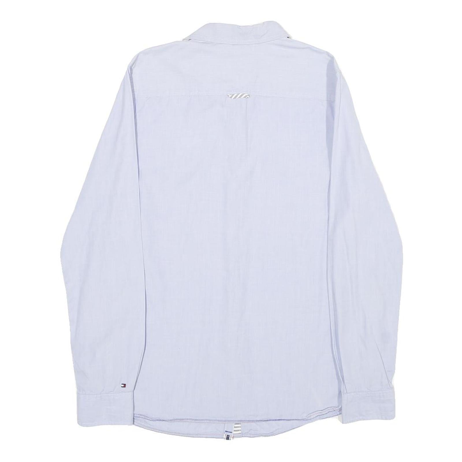 TOMMY HILFIGER Womens Blue Shirt UK 12 Cotton Long Sleeve Button Shirt Grey
