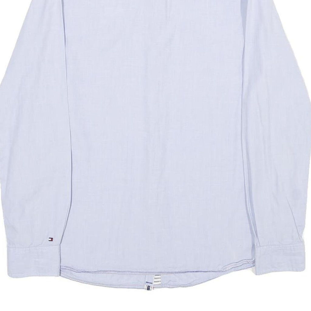 TOMMY HILFIGER Womens Blue Shirt UK 12 Cotton Long Sleeve Button Shirt Grey