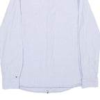 TOMMY HILFIGER Womens Blue Shirt UK 12 Cotton Long Sleeve Button Shirt Grey