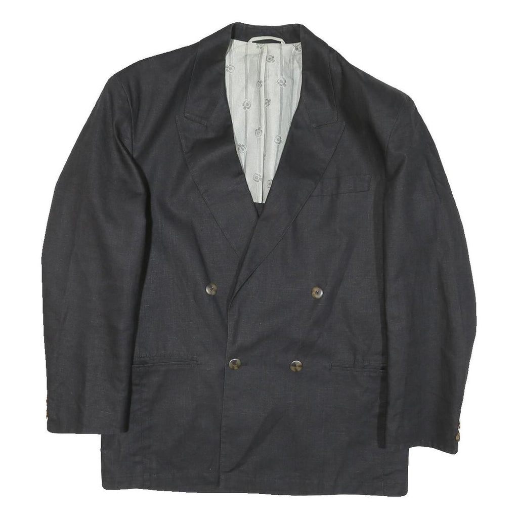 Mens Black Double Breasted Button Polyester Blend Regular Jacket Classic