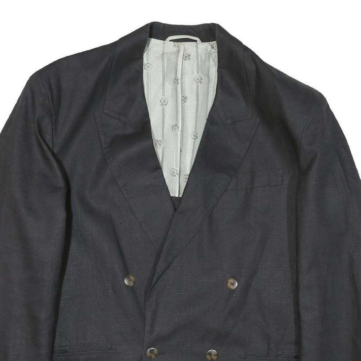 Mens Black Double Breasted Button Polyester Blend Regular Jacket Classic