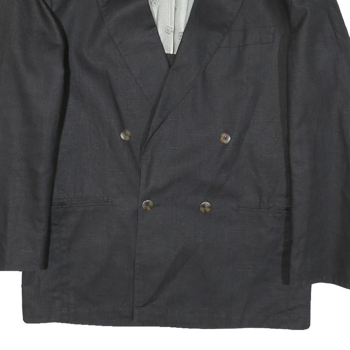 Mens Black Double Breasted Button Polyester Blend Regular Jacket Classic