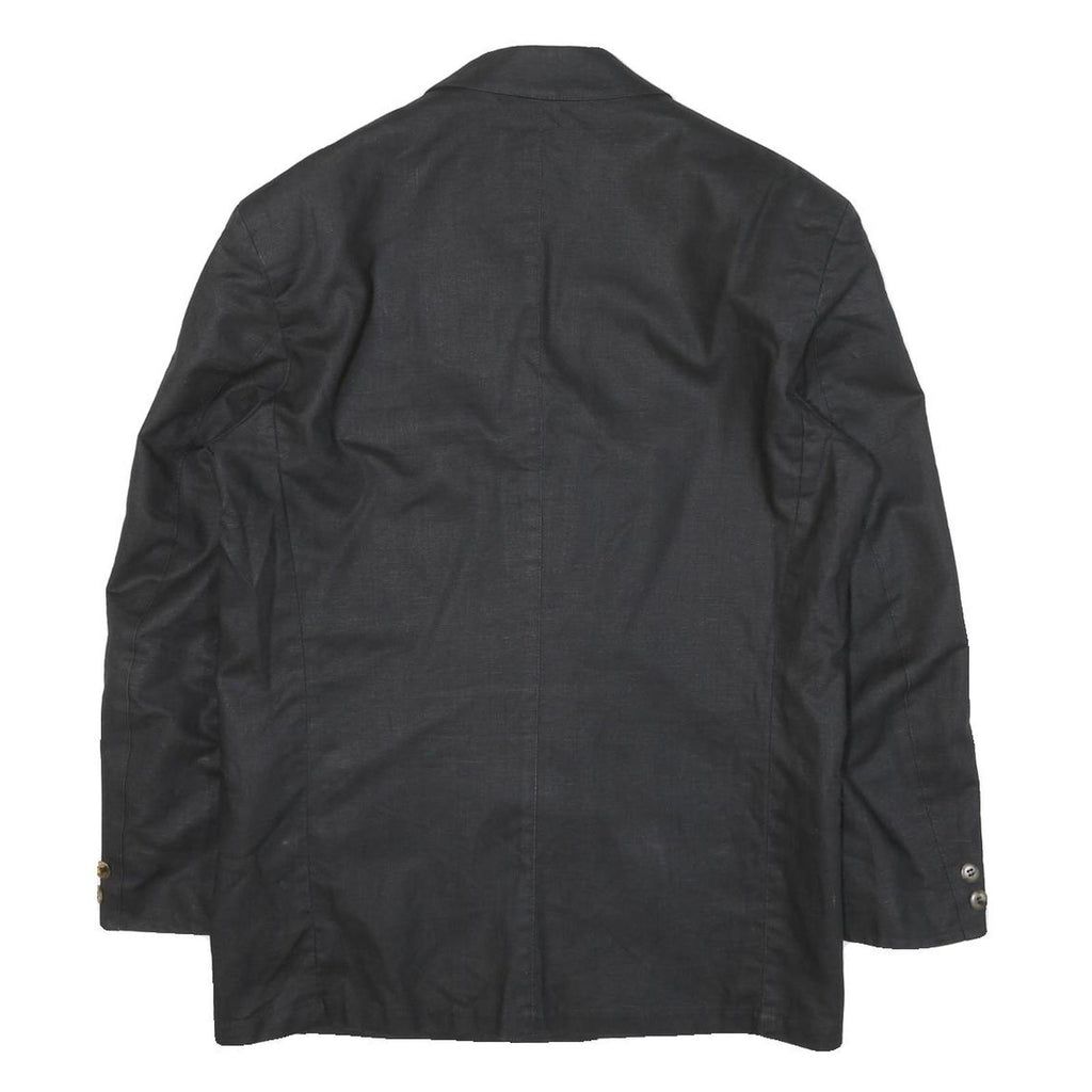 Mens Black Double Breasted Button Polyester Blend Regular Jacket Classic