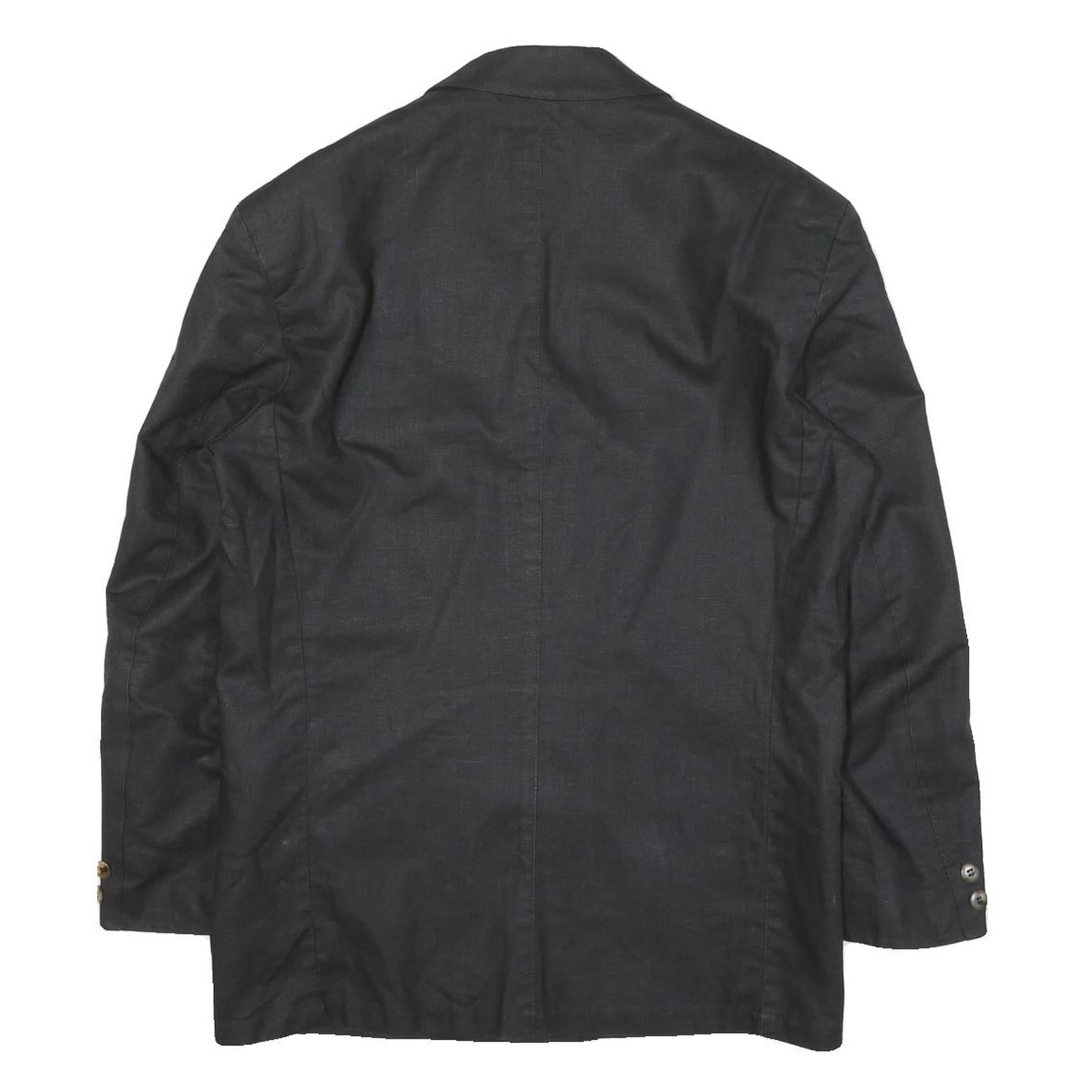 Mens Black Double Breasted Button Polyester Blend Regular Jacket Classic