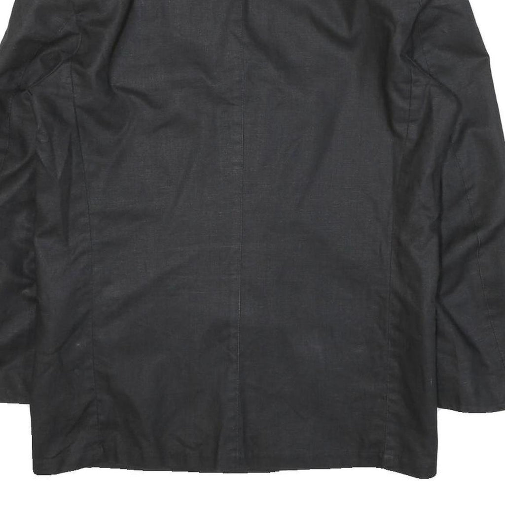 Mens Black Double Breasted Button Polyester Blend Regular Jacket Classic