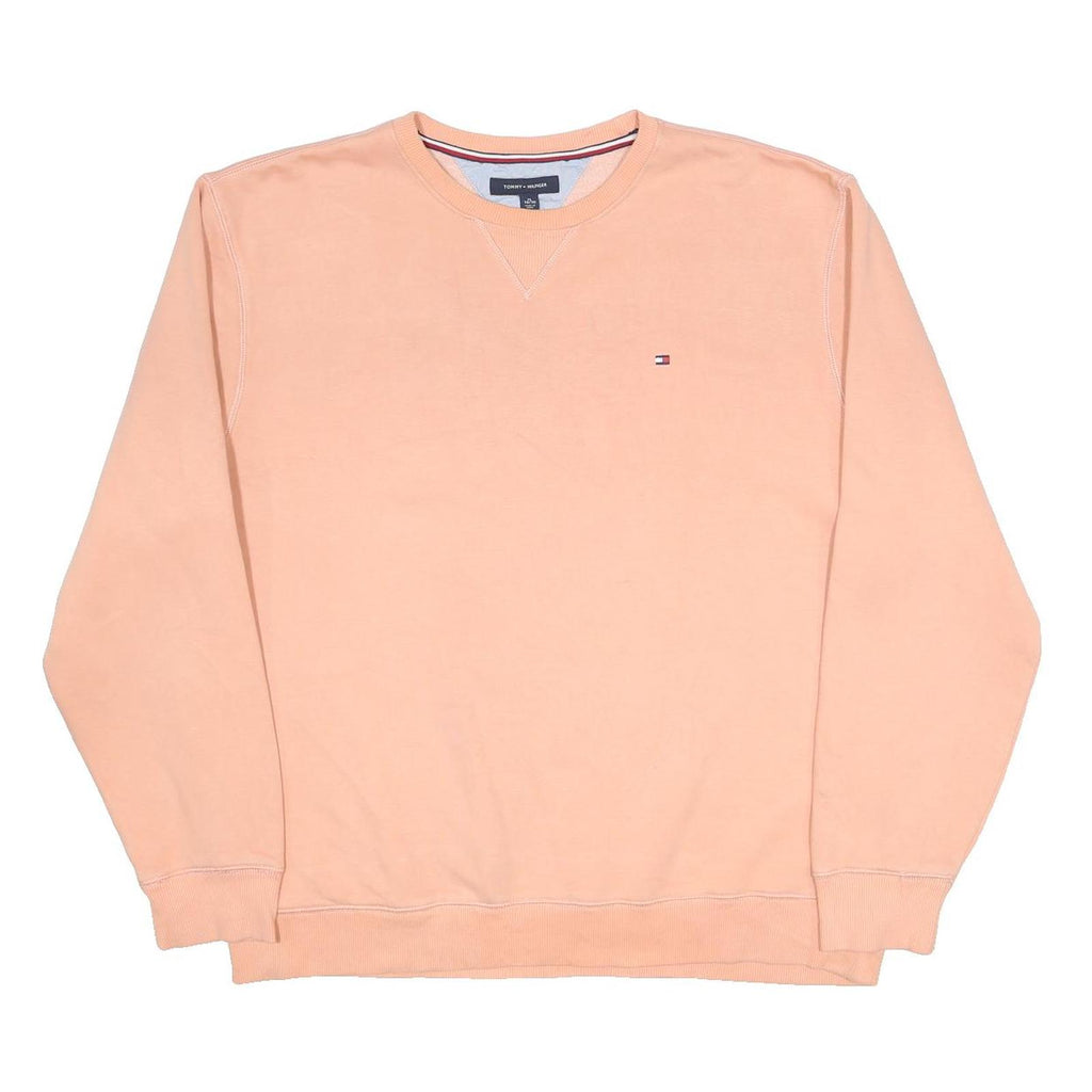 TOMMY HILFIGER Mens Orange Sweatshirt Crew Neck XL Cotton Blend Logo
