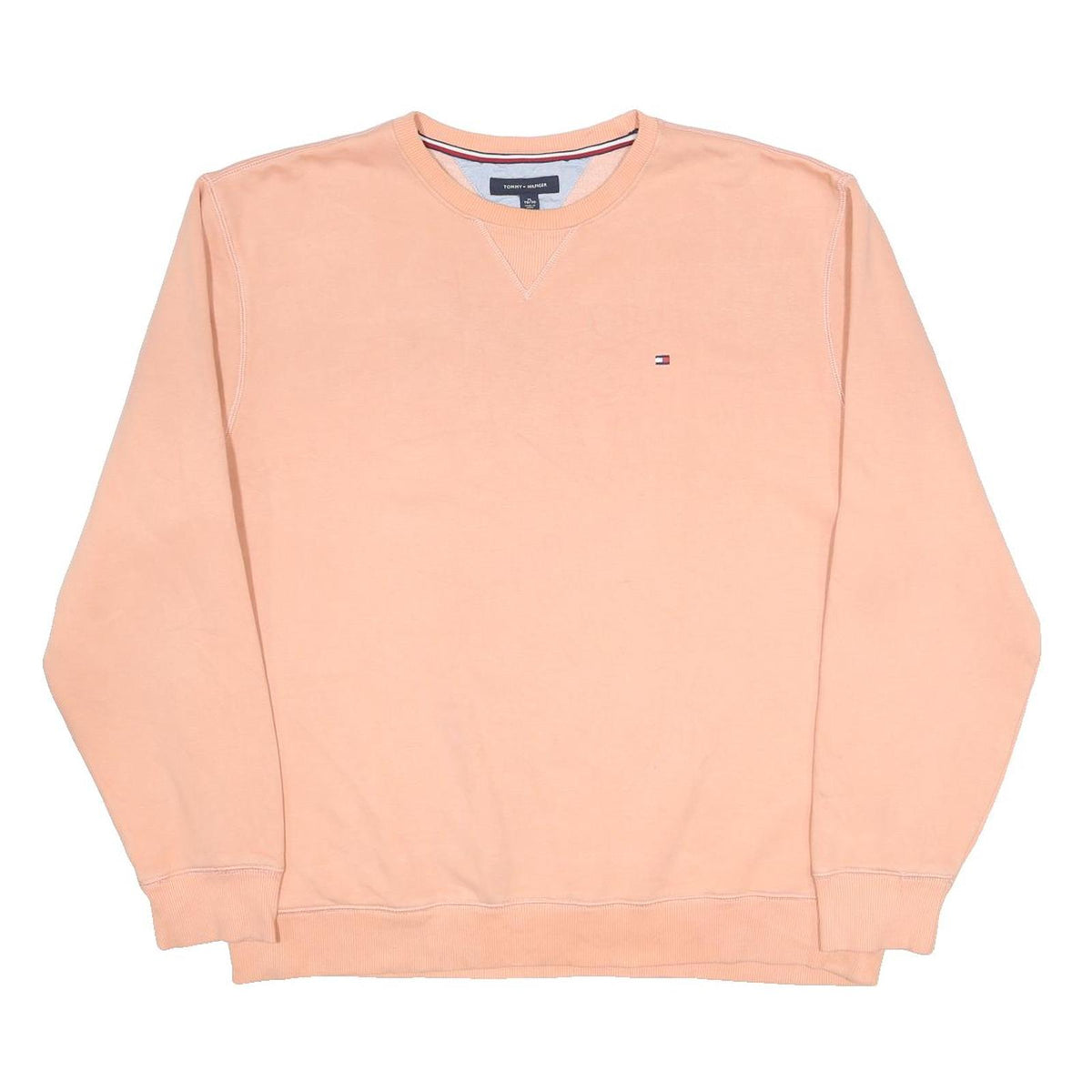 TOMMY HILFIGER Mens Orange Sweatshirt Crew Neck XL Cotton Blend Logo