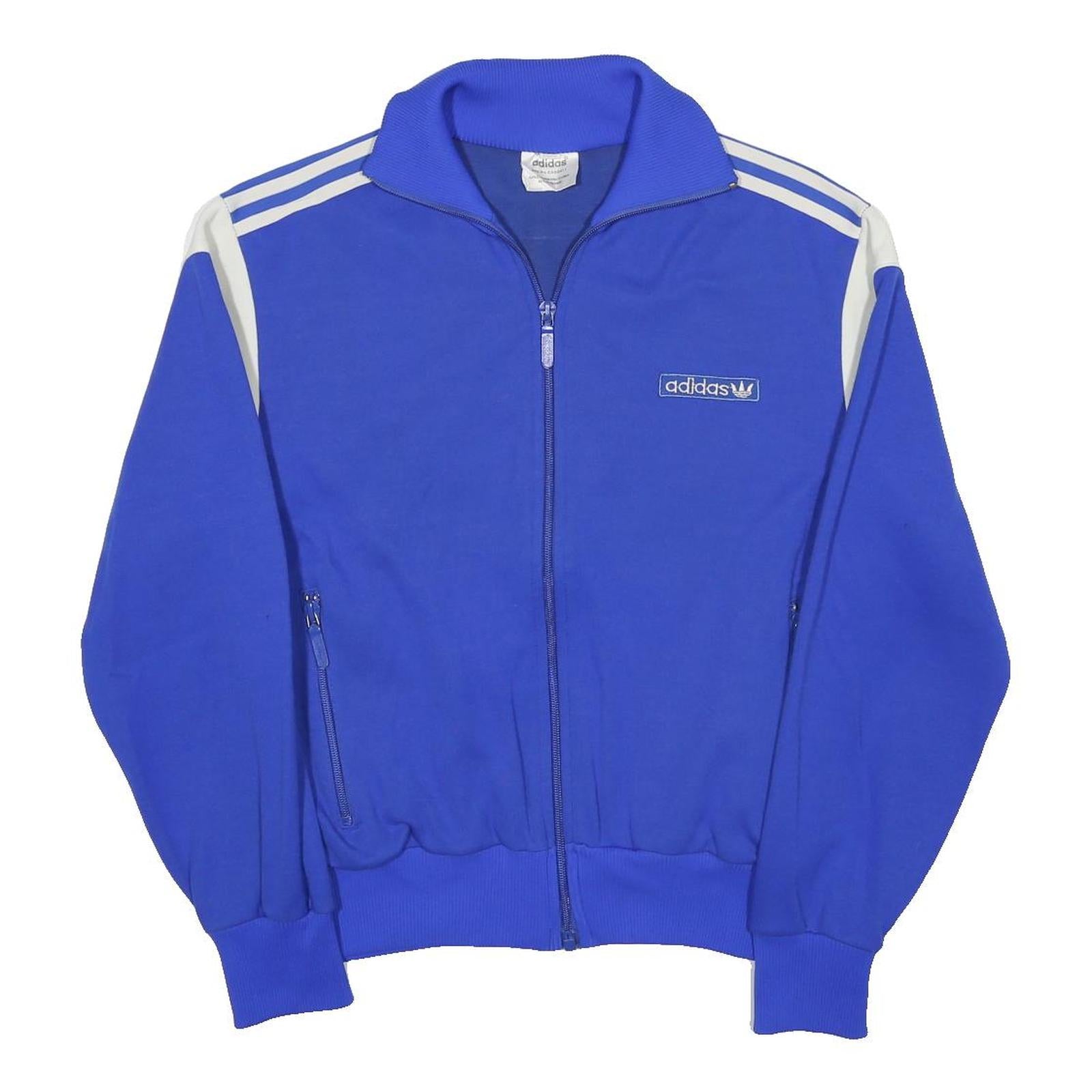 ADIDAS Mens Blue & White Track Jacket S Cotton Blend Plain Zip Athletic