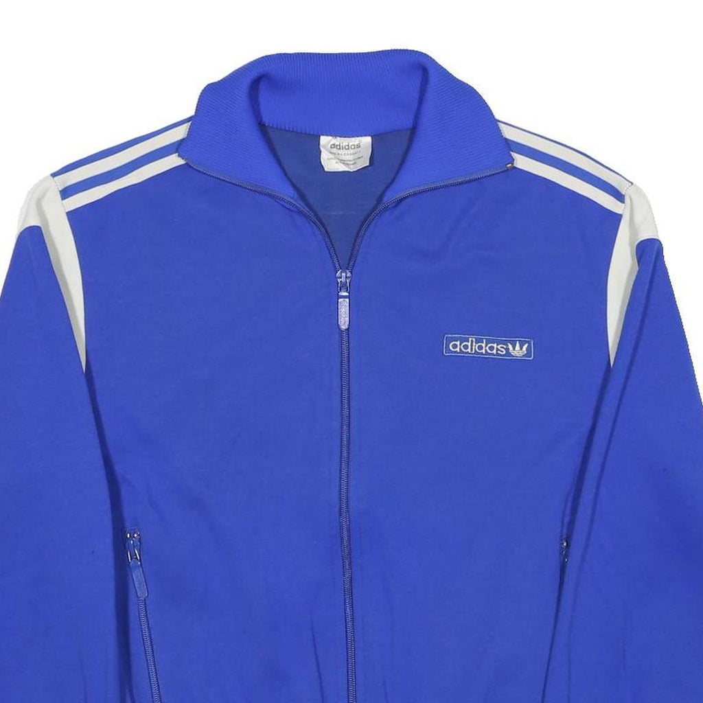 ADIDAS Mens Blue & White Track Jacket S Cotton Blend Plain Zip Athletic