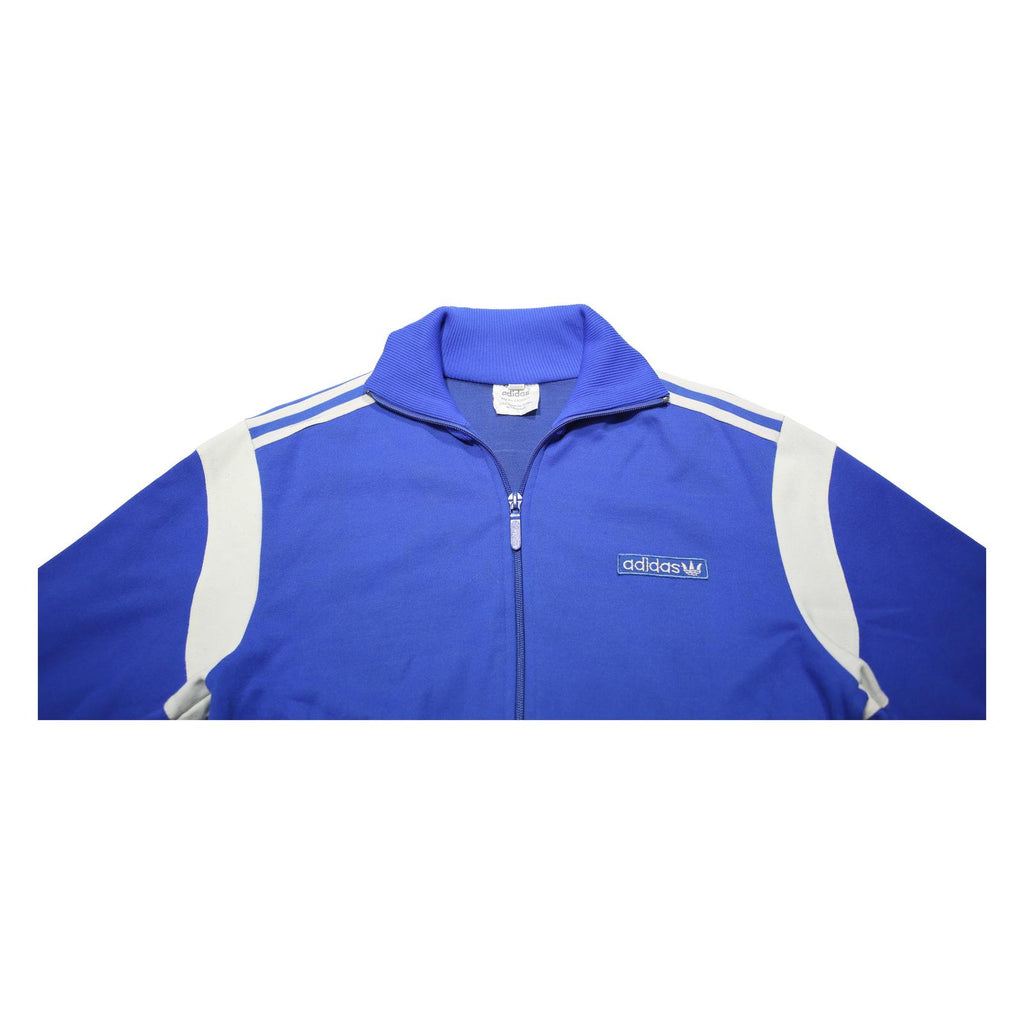 ADIDAS Mens Blue & White Track Jacket S Cotton Blend Plain Zip Athletic
