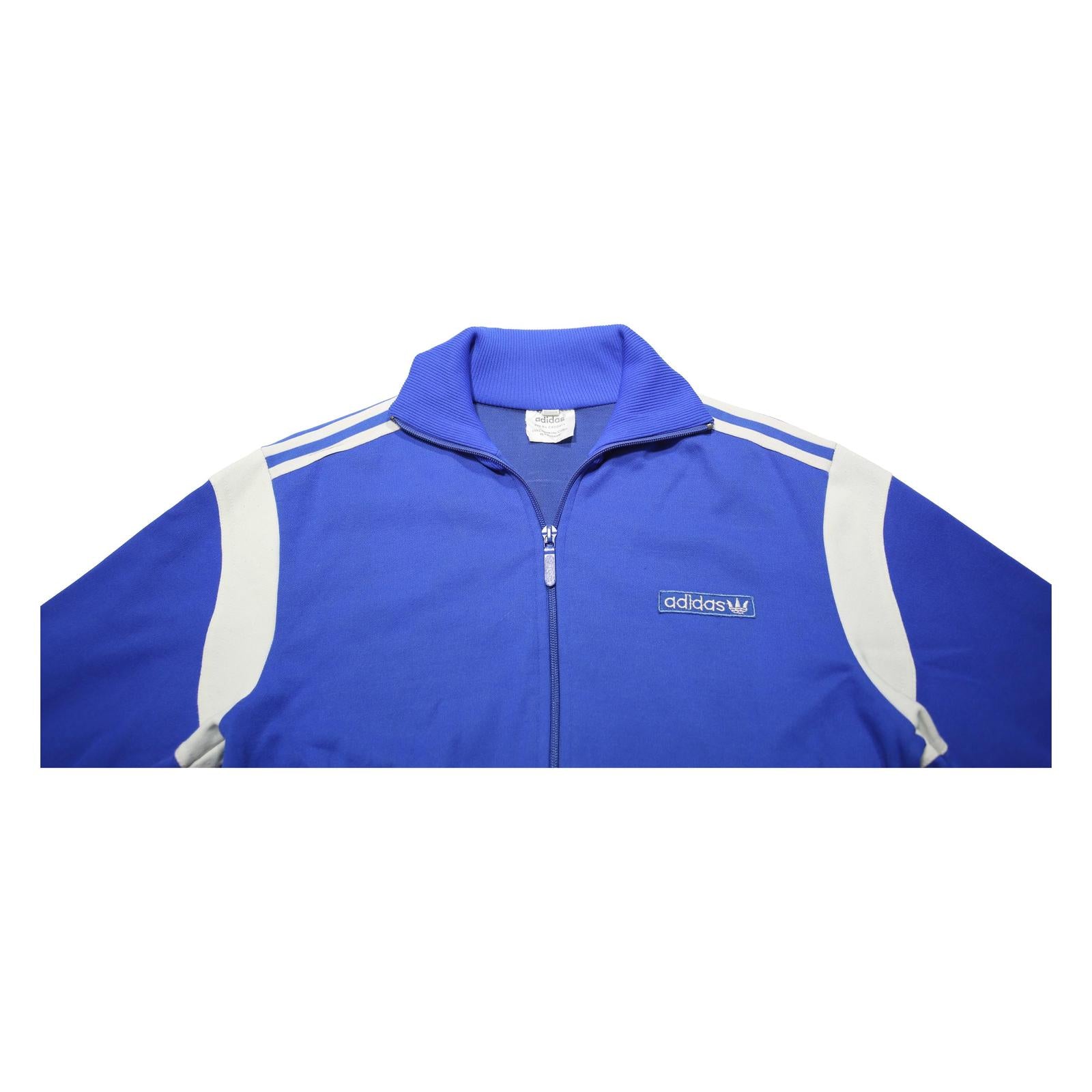 ADIDAS Mens Blue & White Track Jacket S Cotton Blend Plain Zip Athletic
