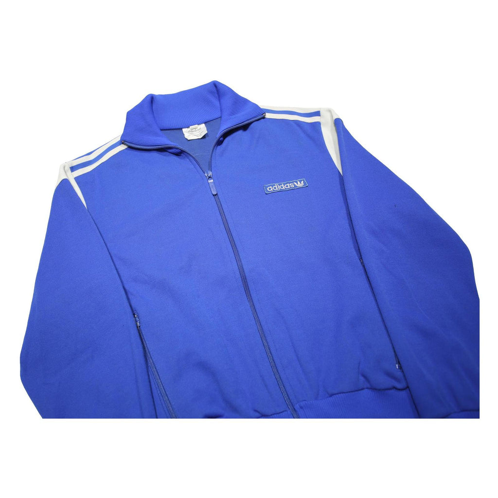 ADIDAS Mens Blue & White Track Jacket S Cotton Blend Plain Zip Athletic