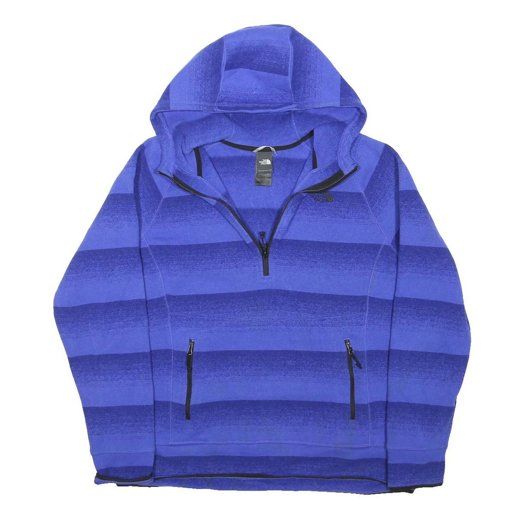 THE NORTH FACE Womens Blue Striped Jacket XL Cotton Blend Hoodie Zip Outdoor
