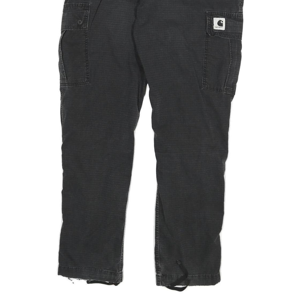 CARHARTT Mens Relaxed Black Cargo Trousers W29 L28 Cotton Blend Workwear Zip